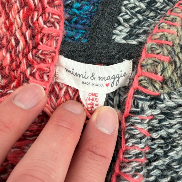 Mimi & Maggie Kids Nomad Yarn Poncho Multi Color One Size 4-6 Tassels Hooded - Picture 2 of 8